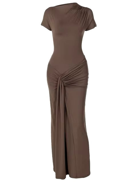 gold evening dress long sleeve Sexy Gold Two-piece Prom Dress Sequins Long Sleeve On One Side main image 0