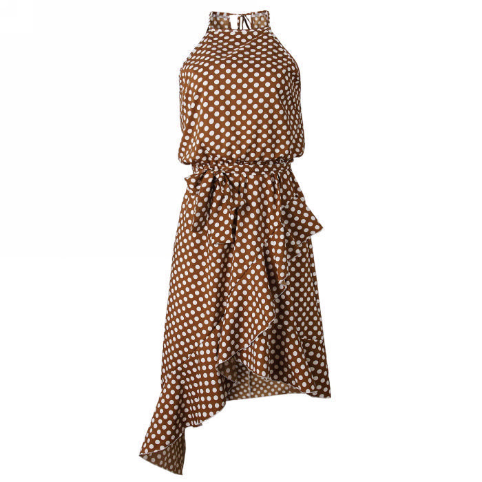 white christmas dresses Pam Polka Dot Dress Brown / L