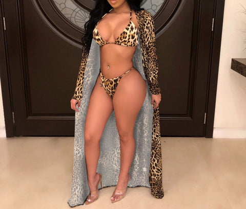 Leopard Bikini & Kimono Set