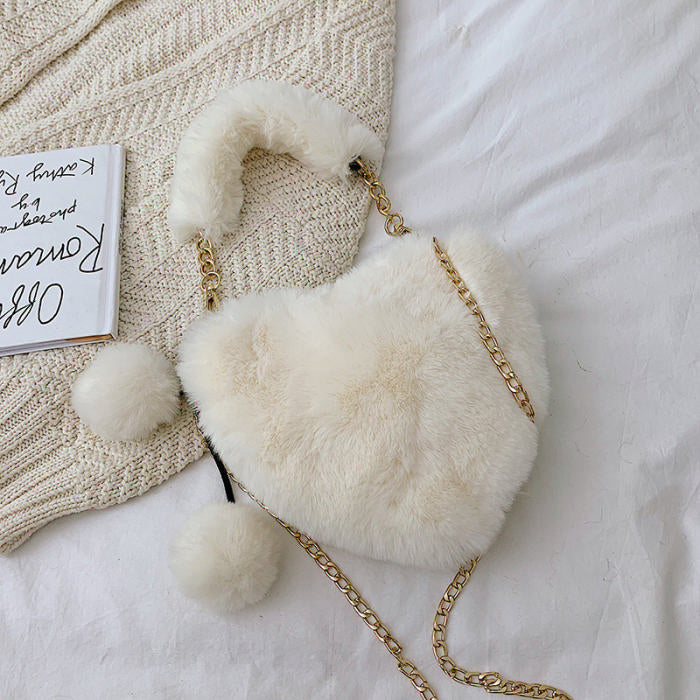 Faux Fur Heart Bag