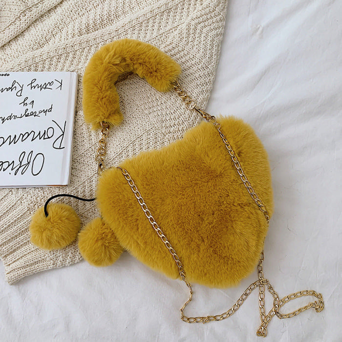 Faux Fur Heart Bag