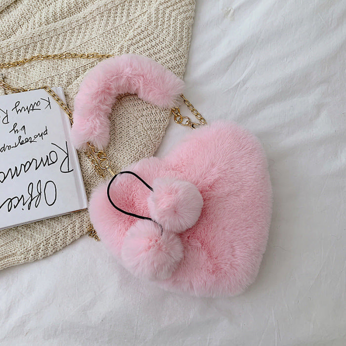 Faux Fur Heart Bag