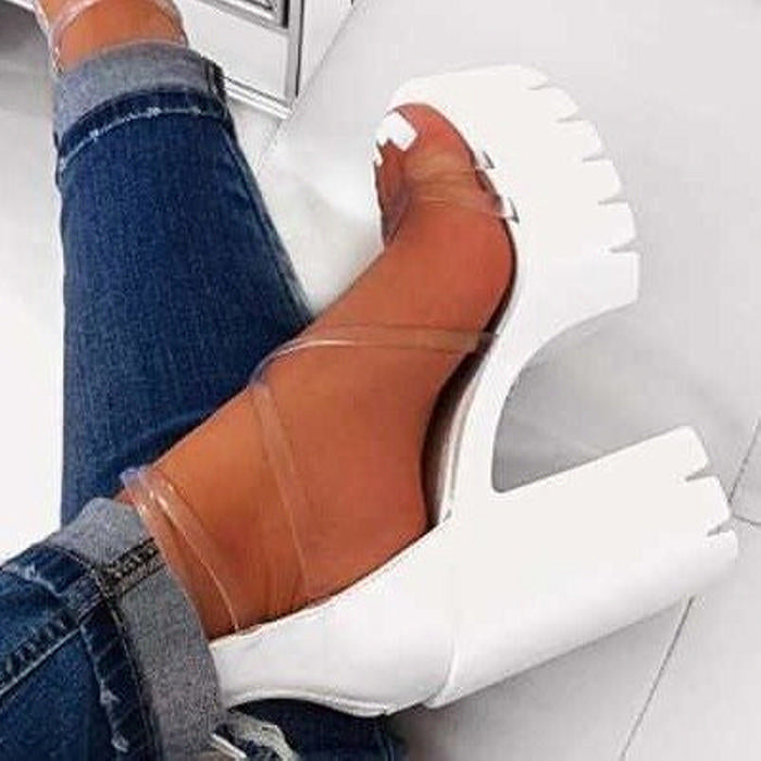 Platform Perspex Chunky Heels