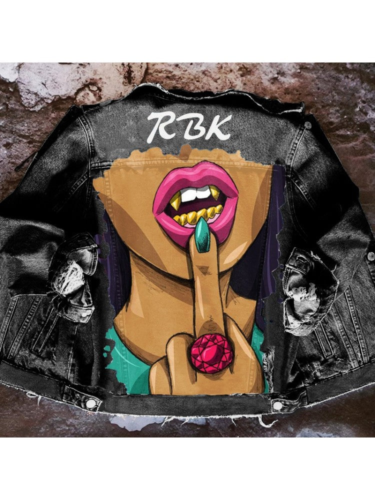 Gem Lip Denim Jacket