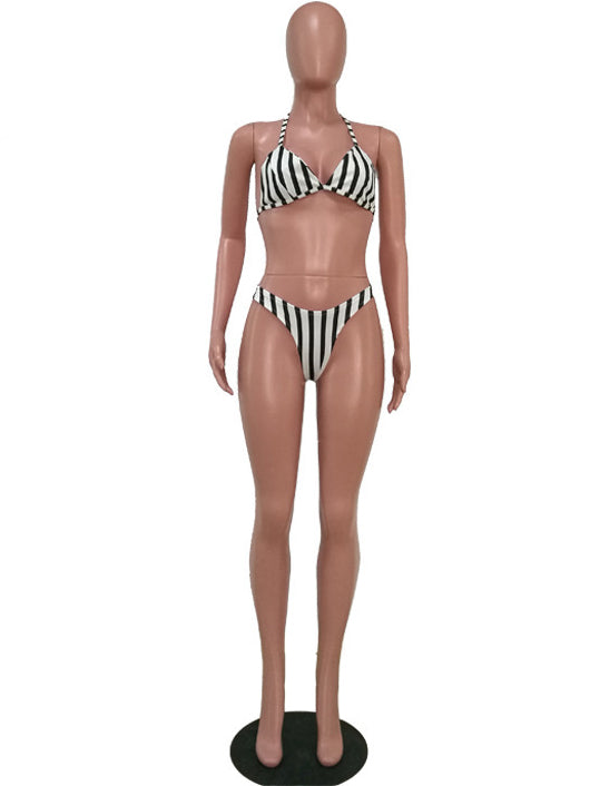 Striped Bikini & Kimono Set