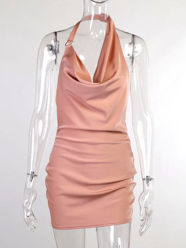 So Cowl Backless Mini Dress