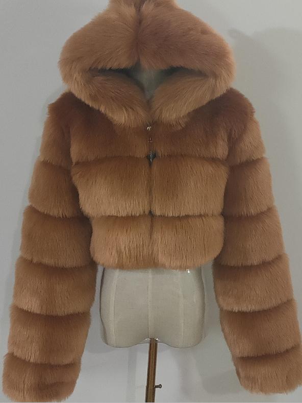 Hooded Faux Fur Bubble Coat