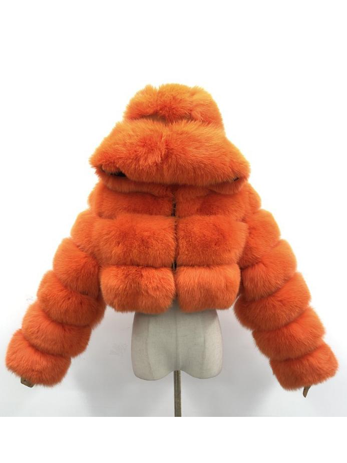 Hooded Faux Fur Bubble Coat