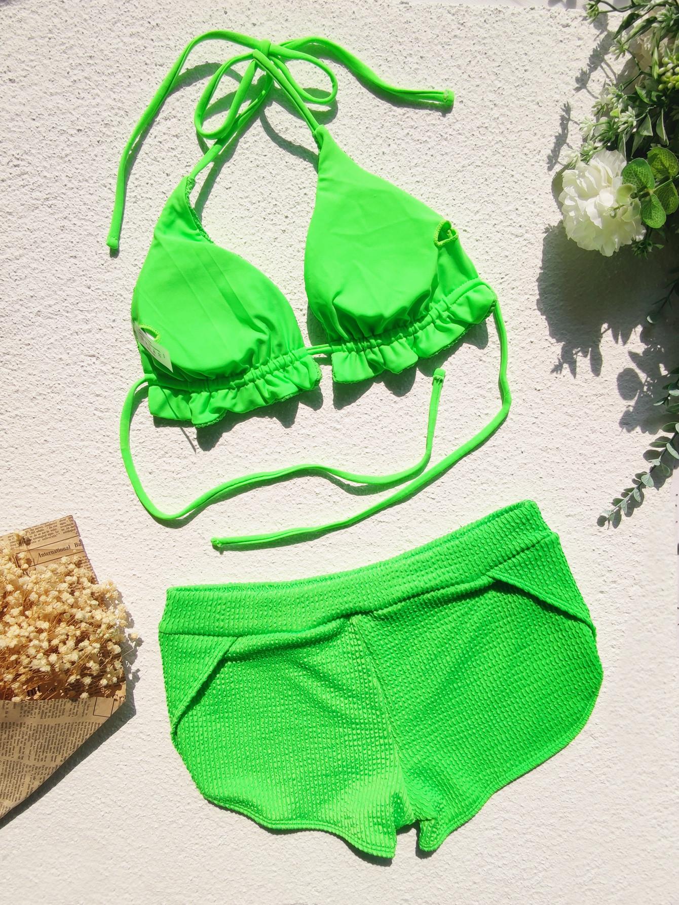 Lime Frill Tankini Set