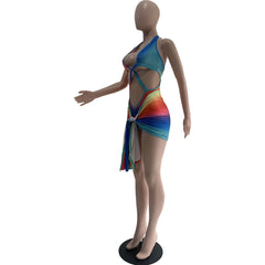 Rainbow Swimsuit Sarong Set