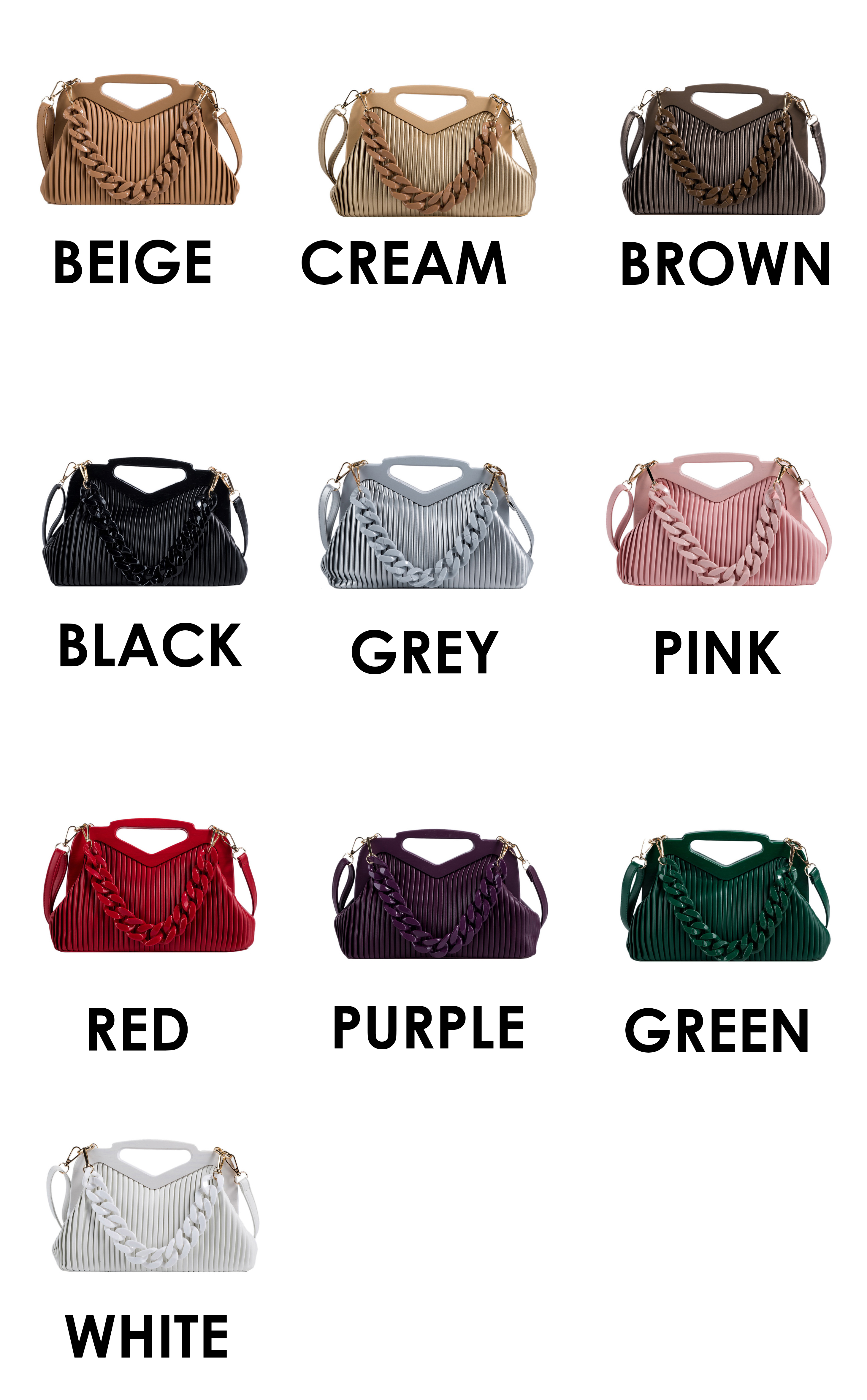 Ria Ribbed Chain Handbag