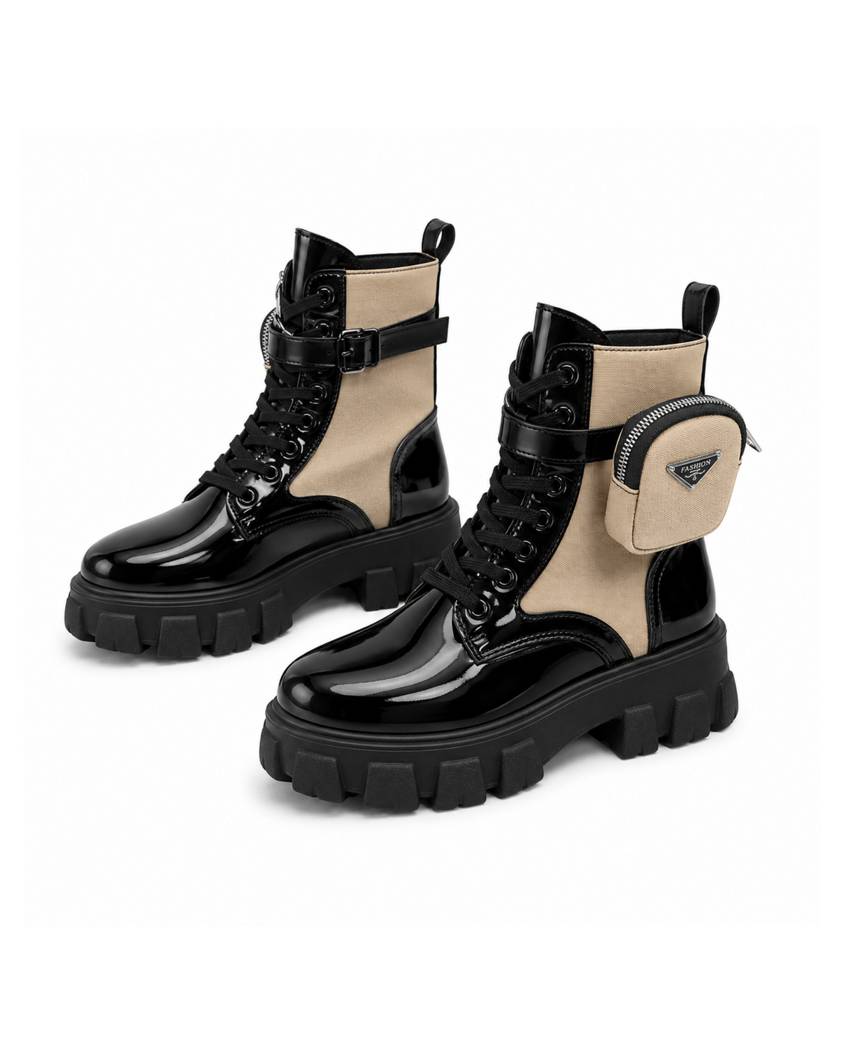 Suave Contrast Combat Boots