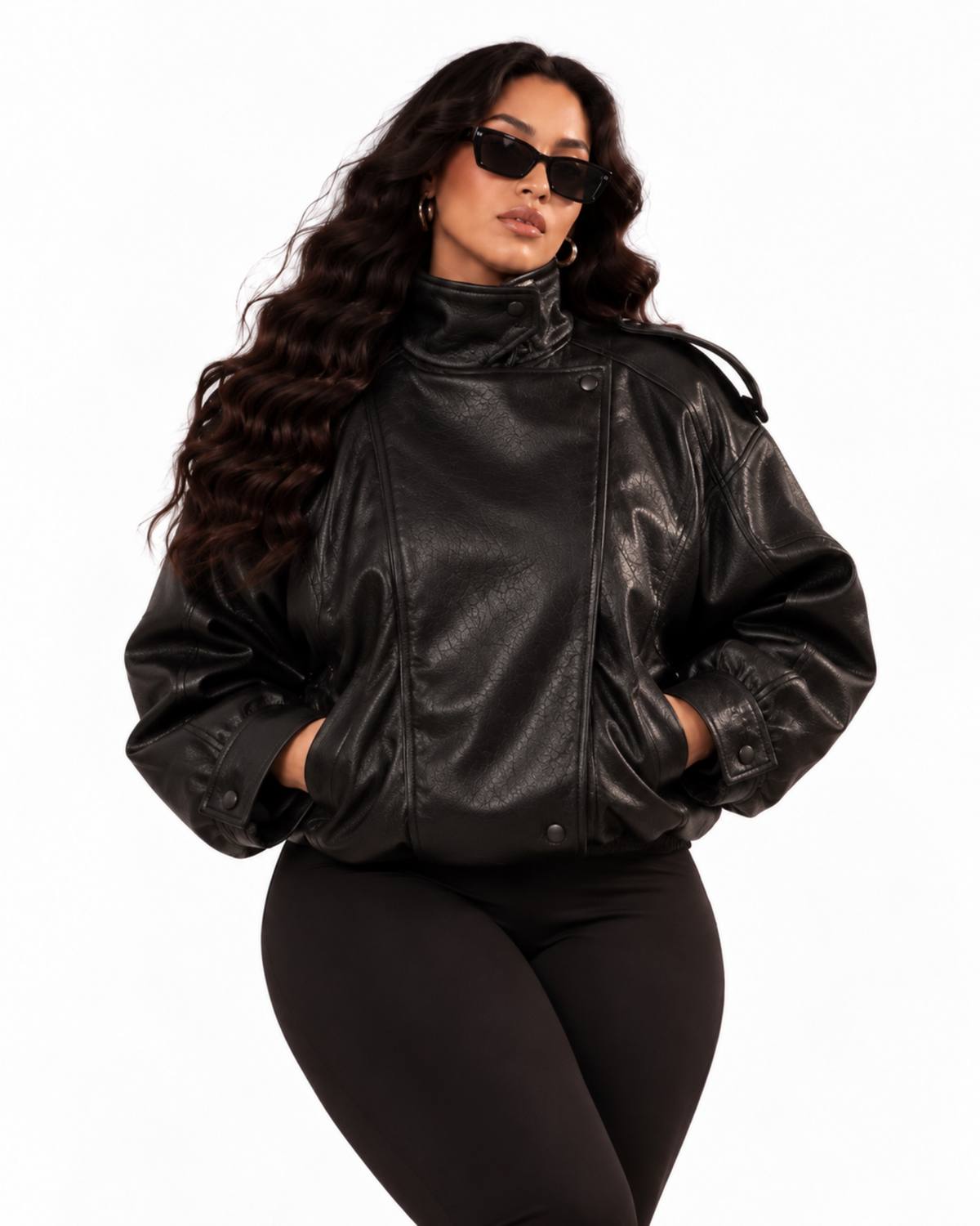 Batwing Faux Leather Biker Jacket