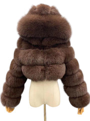 Hooded Faux Fur Bubble Coat