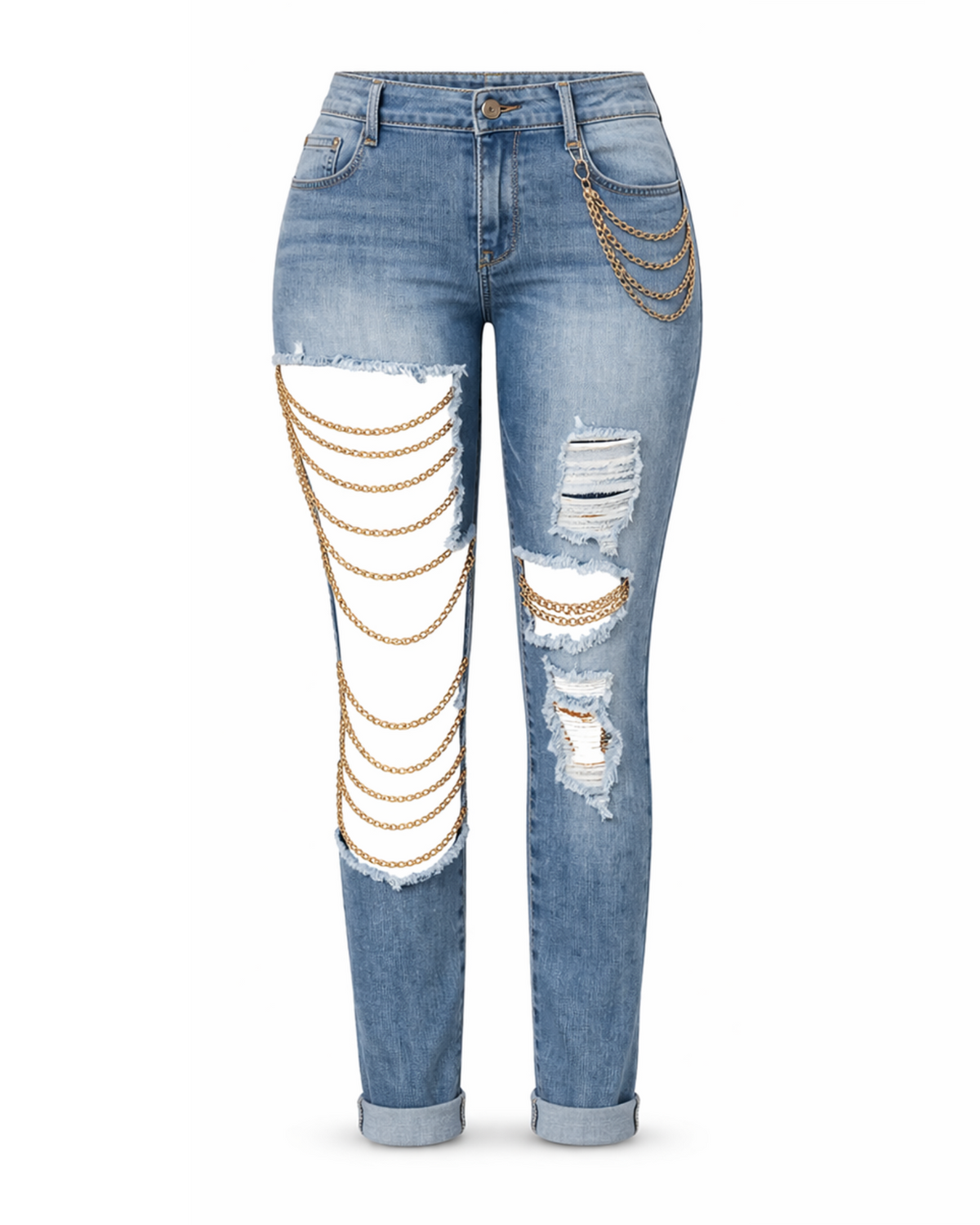 Chain Destroyed Jeans