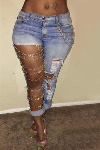 Chain Destroyed Jeans
