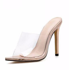 Rose Gold Perspex Mule Heels