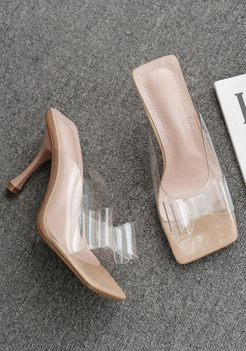 Clear Bow Square Heels