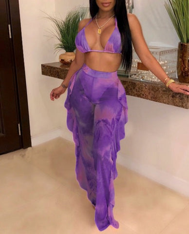 Frill Pants Bralet Beach Set