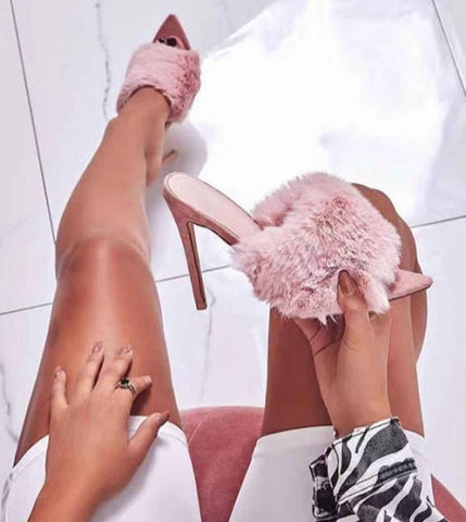Fur Luv Mule Heels