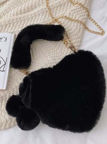 Faux Fur Heart Bag