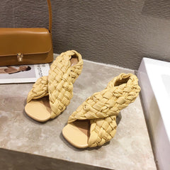 Woven Crossover Mule Heels