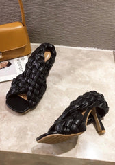 Woven Crossover Mule Heels