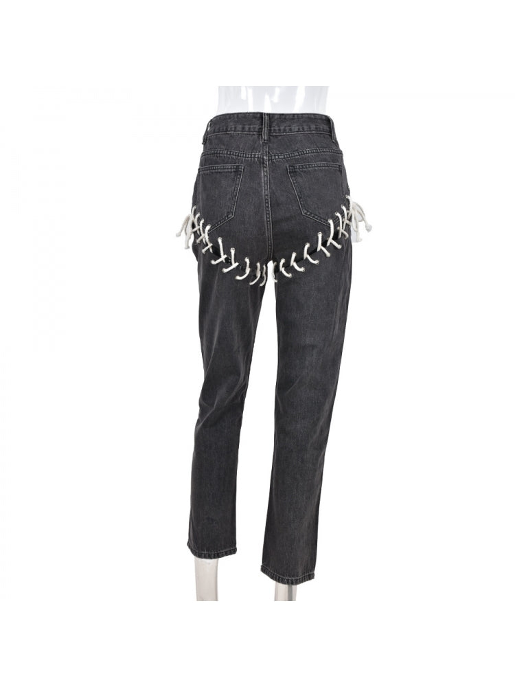 Slayed Lace Up Jeans