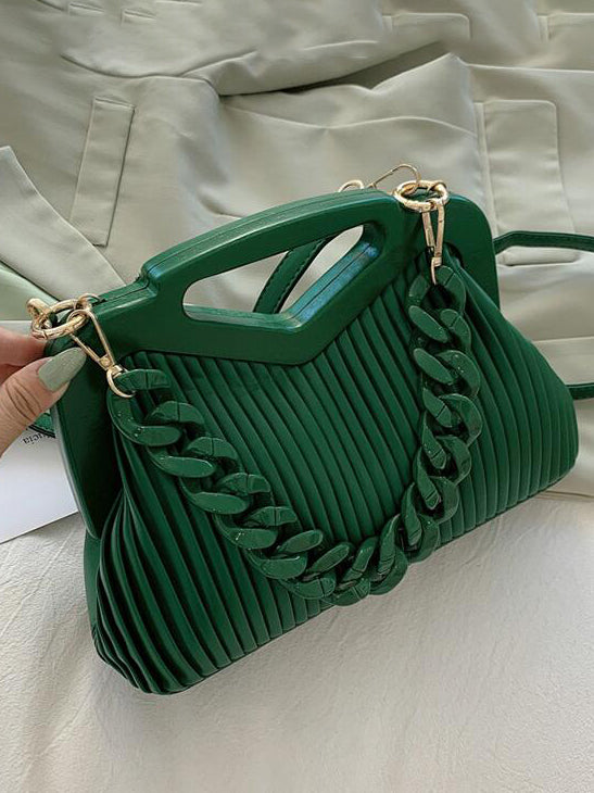 Ria Ribbed Chain Handbag
