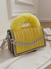 Chain Fur Handle Handbag