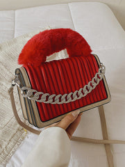 Chain Fur Handle Handbag