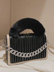 Chain Fur Handle Handbag
