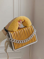 Chain Fur Handle Handbag