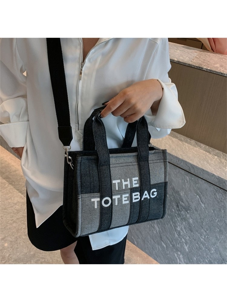 Stitched contrast tote bag