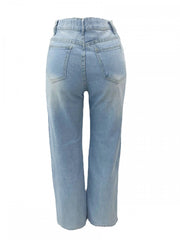 Knee Rip Straight Jeans