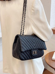 Ribbed Flap Shoulder Bag