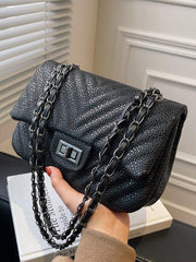 Ribbed Flap Shoulder Bag