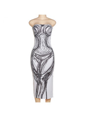 Scribble Nude Me Midi Dress