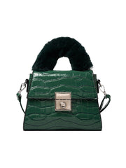 Fur Handle Croc Handbag