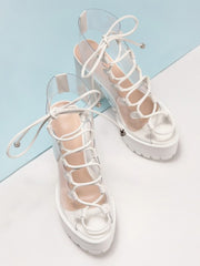 Clear Love Chunky Heel Boots