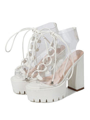 Clear Love Chunky Heel Boots