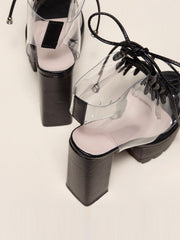 Clear Love Chunky Heel Boots