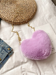 Plush Faux Fur Heart Bag