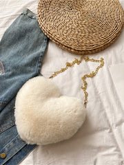 Plush Faux Fur Heart Bag