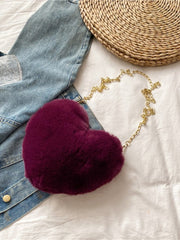 Plush Faux Fur Heart Bag