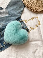 Plush Faux Fur Heart Bag