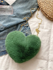 Plush Faux Fur Heart Bag