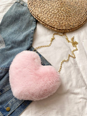 Plush Faux Fur Heart Bag