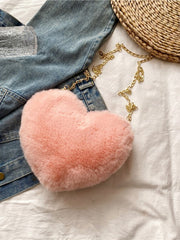 Plush Faux Fur Heart Bag