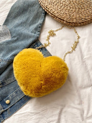 Plush Faux Fur Heart Bag